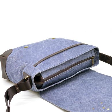 Чоловіча сумка через плече RKj-3090-4lx TARWA з текстилю Canvas і шкіри Light blue - світло-синій