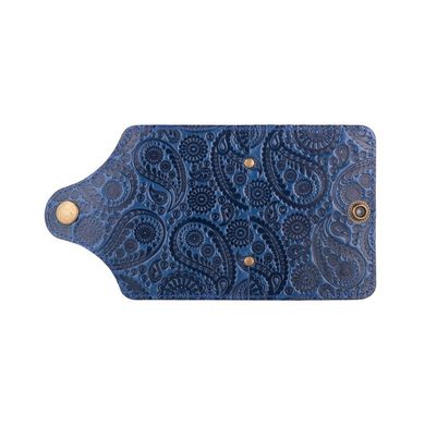 Дизайнерский кожаный картхолдер голубого цвета, тиснение "Buta Art"