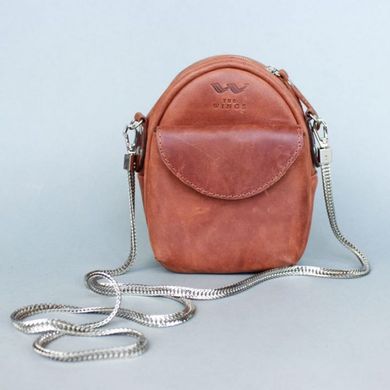 Натуральна шкіряна жіноча міні-сумка Kroha коньячна вінтажна Blanknote TW-Kroha-kon-crz