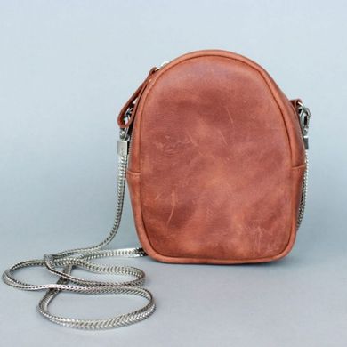 Натуральна шкіряна жіноча міні-сумка Kroha коньячна вінтажна Blanknote TW-Kroha-kon-crz