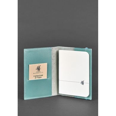 Обложка для паспорта 1.0 бирюзовая, Тиффани (кожа) + блокнотик Blanknote BN-OP-1-tiffany