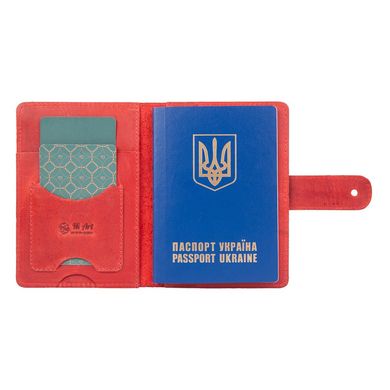 Кожаное портмоне для паспорта / ID документов HiArt PB-02/1 Shabby Red Berry