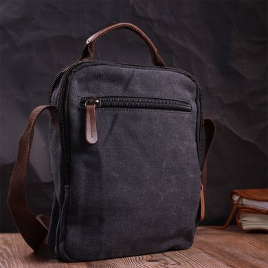 Функциональная вертикальная сумка для мужчин из текстиля Vintage 22237 Черный