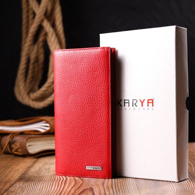 Яркий вертикальный женский кошелек из натуральной кожи KARYA 21018 Красный