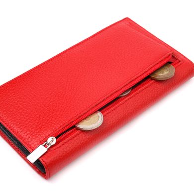 Яскравий вертикальний жіночий гаманець із натуральної шкіри KARYA 21018 Червоний