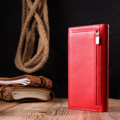 Яркий вертикальный женский кошелек из натуральной кожи KARYA 21018 Красный