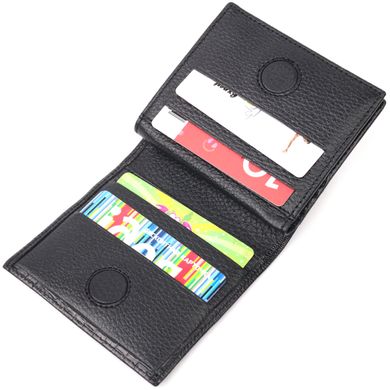 Компактний лакований жіночий гаманець із фактурної шкіри під рептилію KARYA 21118 Чорний