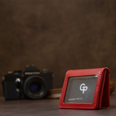 Шкіряна обкладинка для автодокументів GRANDE PELLE 11493 Червоний