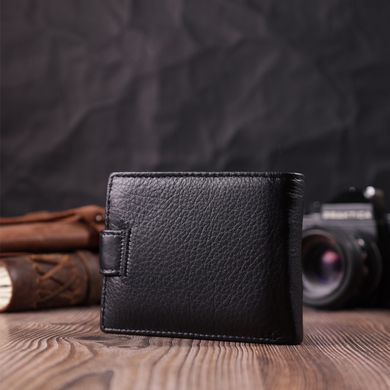 Невеликий місткий гаманець із натуральної шкіри ST Leather 22456 Чорний