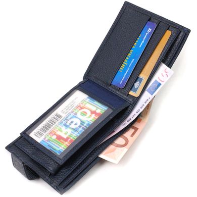 Популярний горизонтальний гаманець для чоловіків із натуральної шкіри флотар CANPELLINI 21884 Синє