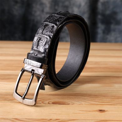 Ремінь чоловічий CROCODILE LEATHER 18008 з натуральної шкіри крокодила Чорний