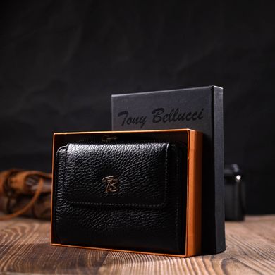Стильный женский кошелек с вместительной монетницей на молнии из натуральной кожи Tony Bellucci 22012 Черный