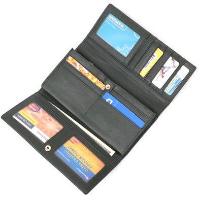 Женский кошелек с блоком для пластиковых карт из натуральной кожи Vintage sale_15057 Зеленый