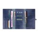Вместительный кожаный бумажник на кобурном винте голубого цвета