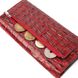 Місткий горизонтальний гаманець з натуральної шкіри з тисненням під крокодила KARYA 21168 Червоний