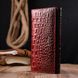 Вместительный горизонтальный кошелек из натуральной кожи с тиснением под крокодила KARYA 21168 Красный