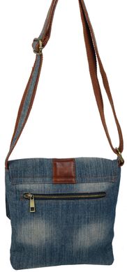 Джинсовая молодежная сумка с ремнем на плечо Fashion jeans bag голубая