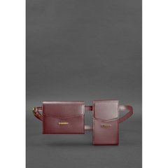 Набір жіночих бордових шкіряних сумок Mini поясна / кроссбоді Blanknote BN-BAG-38-vin