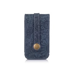 Дизайнерська блакитна ключниця з натуральної матової шкіри, колекція "Mehendi Art"