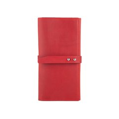 Місткий шкіряний гаманець на кобурною гвинті червоного кольору