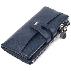Зручний гаманець із натуральної зернистої шкіри CANPELLINI 21635 Синій