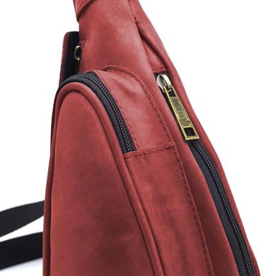 Червона сумка рюкзак слінг шкіряна на одне плече RR-3026-3md TARWA 1 Червоний