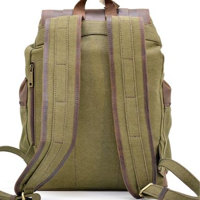 Городской рюкзак микс из парусины и кожи RH-0010-4lx от бренда TARWA Хаки/коричневый