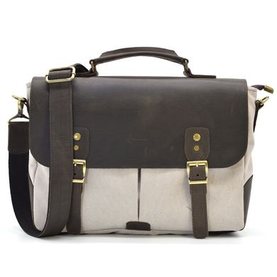 Чоловіча сумка-портфель із канвас та шкіри RGj-3960-3md TARWA Сірий