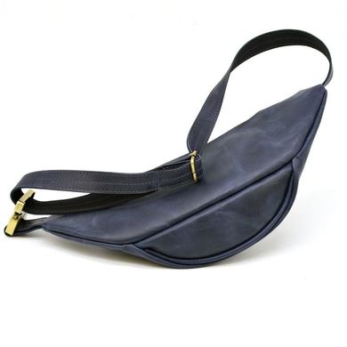 Кожаная сумка на пояс бренда TARWA RK-3036-4lx синяя, большой размер Синий