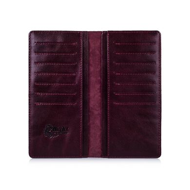 Темно фиолетовый кожаный бумажник на 14 карт, коллекция "Buta Art"