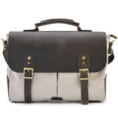 Чоловіча сумка-портфель із канвас та шкіри RGj-3960-3md TARWA Сірий