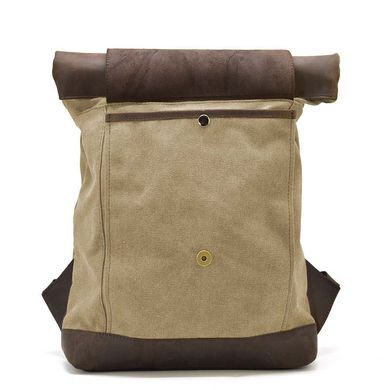 Ролл-ап рюкзак зі шкіри та пісочний канвас TARWA RSc-5191-3md Коричневий