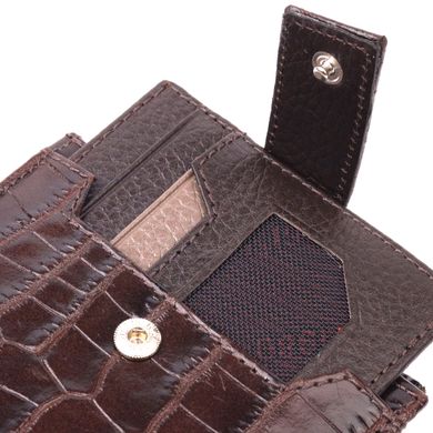 Функціональний чоловічий гаманець із фактурної шкіри KARYA 21069 Коричневий