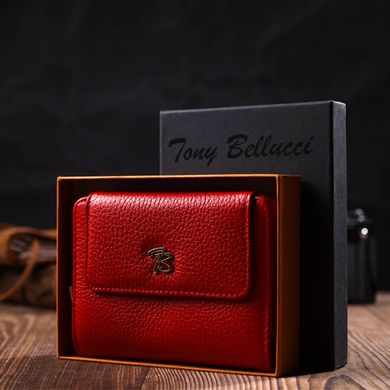 Яркий женский кошелек с вместительной монетницей на молнии из натуральной кожи Tony Bellucci 22013 Красный