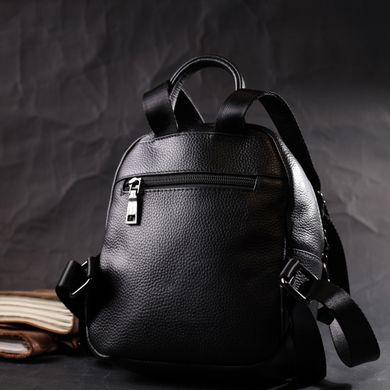 Компактний стильний рюкзак з натуральної шкіри Vintage 22434 Чорний