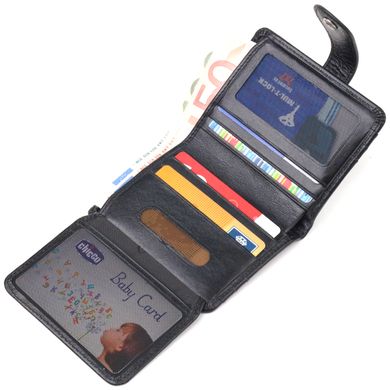 Чоловічий компактний гаманець з натуральної гладкої шкіри CANPELLINI 21685 Чорний