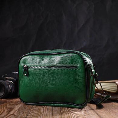 Женская прямоугольная сумка кросс-боди из натуральной кожи 22113 Vintage Зеленая