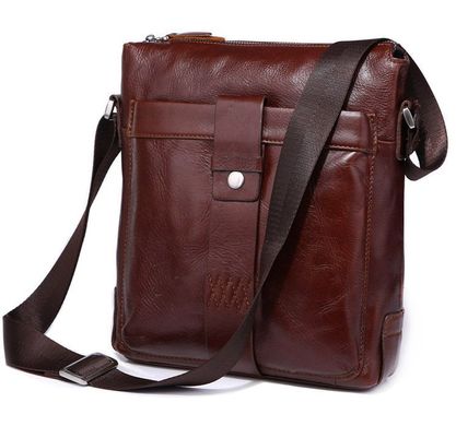 Чудова чоловіча шкіряна сумка коричневого кольору 14115