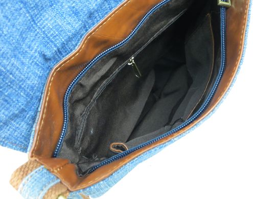 Джинсовая молодежная сумка с ремнем на плечо Fashion jeans bag голубая