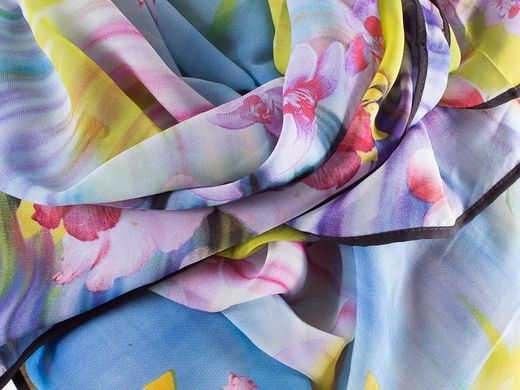 Разноцветный женский крепдешиновый шарф ETERNO ES0107-35-1, Голубой