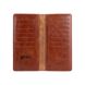 Ергономічний гаманець з глянсової шкіри бурштинового кольору на 14 карт з авторським художнім тисненням "Mehendi Art"