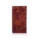Ергономічний гаманець з глянсової шкіри бурштинового кольору на 14 карт з авторським художнім тисненням "Mehendi Art"
