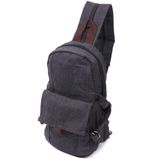 Удобный текстильный рюкзак в стиле милитари Vintagе 22179 Черный фото