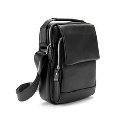 Мессенджер кожаный с ручкой Tiding Bag A25F-FL-9747A Черный