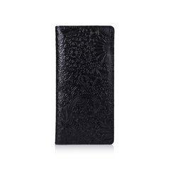 Оригінальний гаманець з глянцевої натуральної шкіри чорного кольору на 14 карт, колекція "Mehendi Art"