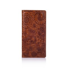 Красивый кожаный бумажник на 14 карт цвета глины, коллекция "Mehendi Art"