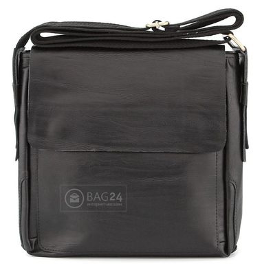 Отличная мужская кожная сумка через плечо Accessory Collection 00394, Черный