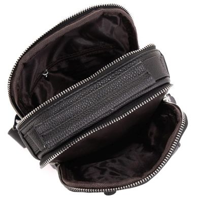 Мужской кожаный слинг на одно плечо черный Tiding Bag A25F-693A Черный