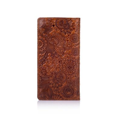 Красивый кожаный бумажник на 14 карт цвета глины, коллекция "Mehendi Art"