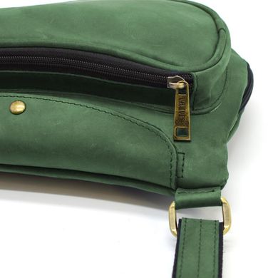 Сумка рюкзак слинг кожаная на одно плечо RE-3026-3md TARWA Зеленый